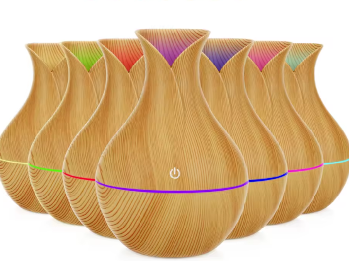 Nordic Wooden Vase USB Humidifier | Aromatherapy Diffuser | Cool Mist | LED Night Light | Bedroom & Office