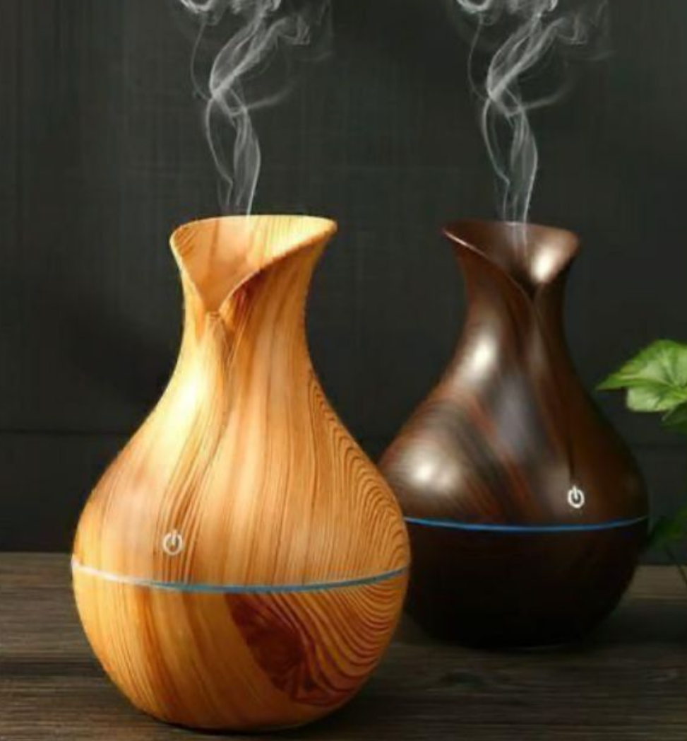 Nordic Wooden Vase USB Humidifier | Aromatherapy Diffuser | Cool Mist | LED Night Light | Bedroom & Office