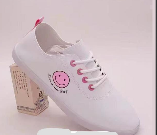 Smiley Rubber Shoes White Ladies Shoes Casual Women Rubbers Smiley Face Shoes  Breathable Women’s Shoes.