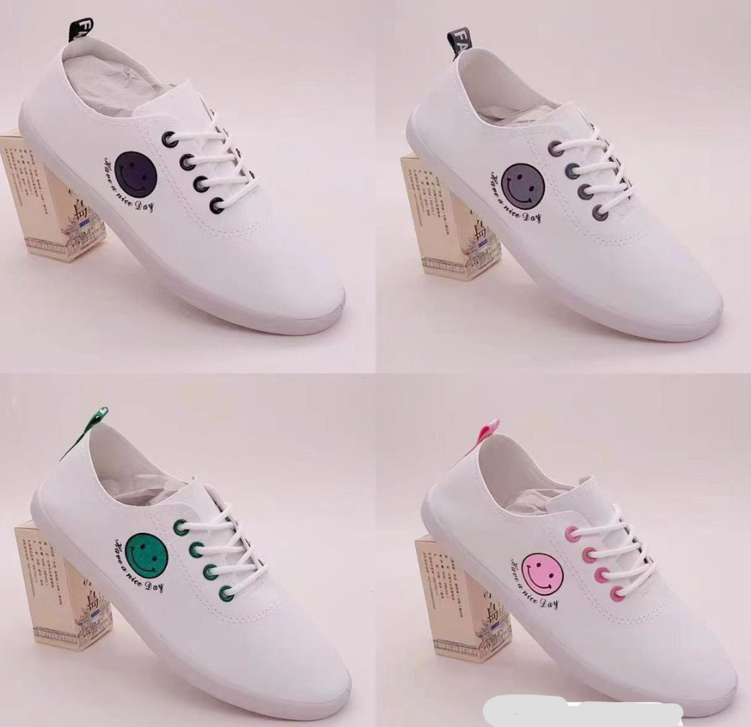 Smiley Rubber Shoes White Ladies Shoes Casual Women Rubbers Smiley Face Shoes  Breathable Women’s Shoes.