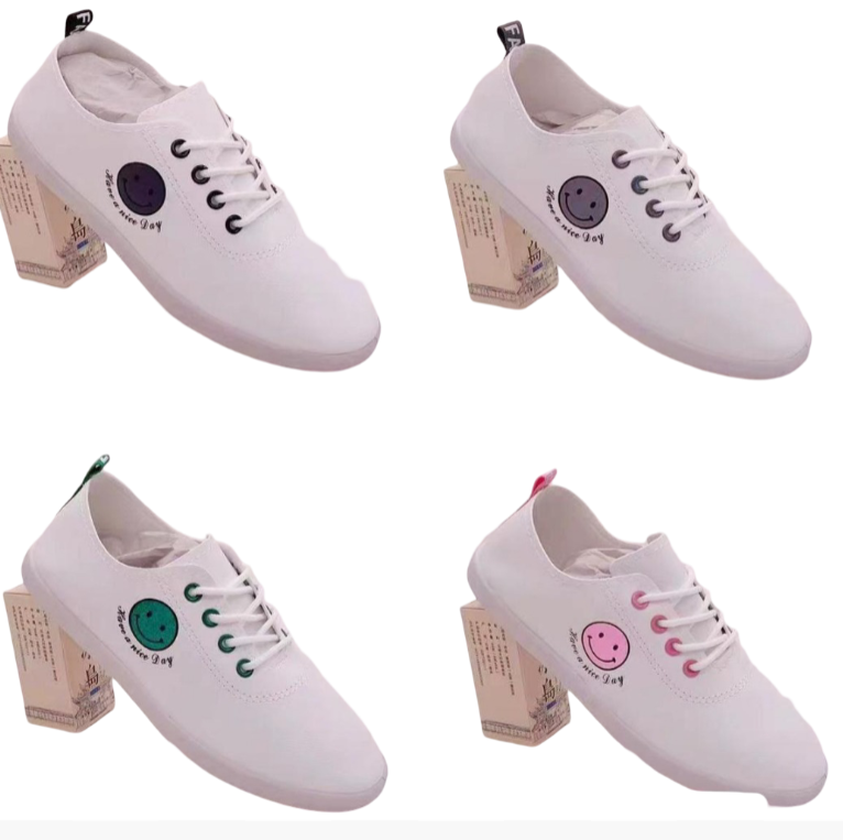 Smiley Rubber Shoes White Ladies Shoes Casual Women Rubbers Smiley Face Shoes  Breathable Women’s Shoes.