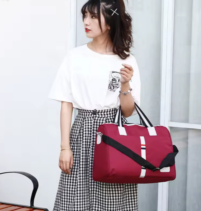 Women Bag Large Capacity Foldable Waterproof Wear Resistant Yoga Luggage Storage Travel Bag Handbag Crossbody for Business Trip , Gym, School Move House