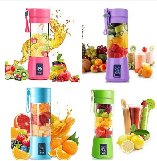 380ml Portable USB Rechargeable Blender | Mini Juicer Cup | Smoothies On The Go | Rechargeable | For Gym, Travel & Office- Assorted color