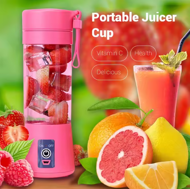 380ml Portable USB Rechargeable Blender | Mini Juicer Cup | Smoothies On The Go | Rechargeable | For Gym, Travel & Office- Assorted color
