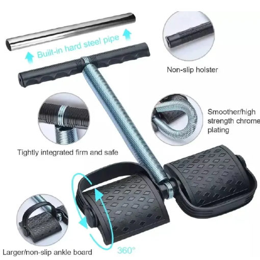 Elastic Tummy Trimmer Elastic Sit Up Pull Rope Pedal Resistance Band Powerful Spring Drawstring Tummy Trimmer Equipment Portable Home Gym with Elastic Bodybuilding Fitness Slimming Training Men Women