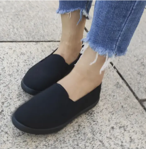 NICE Women's Casual Rubber Shoes | Black Slip-On Flats | Lightweight | Breathable | For Daily Wear & Walking