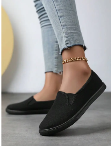 NICE Women's Casual Rubber Shoes | Black Slip-On Flats | Lightweight | Breathable | For Daily Wear & Walking