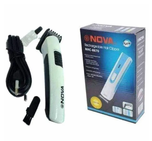 NOVA NHC-8870 Rechargeable Hair Clipper | Cordless Trimmer & Shaver | Complete Kit with Oil, Brush & Cable | Men's Grooming