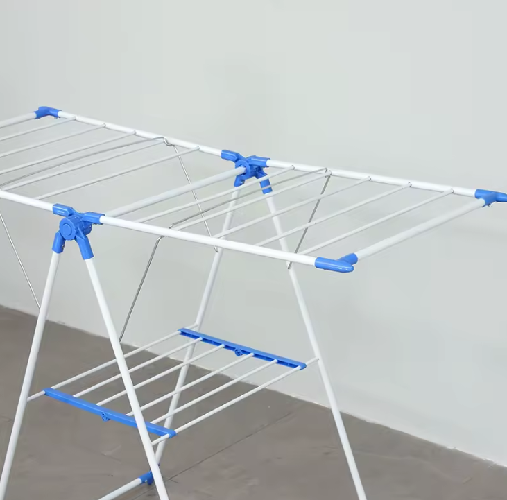 Double-Layer Foldable Metal Clothes Drying Rack | Wing-Shaped | Space Saving | Indoor & Outdoor Use