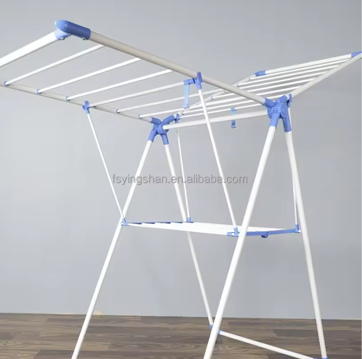 Double-Layer Foldable Metal Clothes Drying Rack | Wing-Shaped | Space Saving | Indoor & Outdoor Use