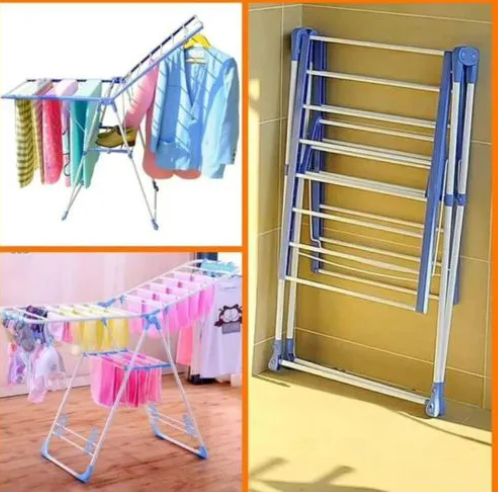 Double-Layer Foldable Metal Clothes Drying Rack | Wing-Shaped | Space Saving | Indoor & Outdoor Use