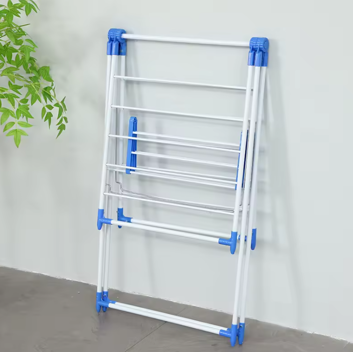 Double-Layer Foldable Metal Clothes Drying Rack | Wing-Shaped | Space Saving | Indoor & Outdoor Use