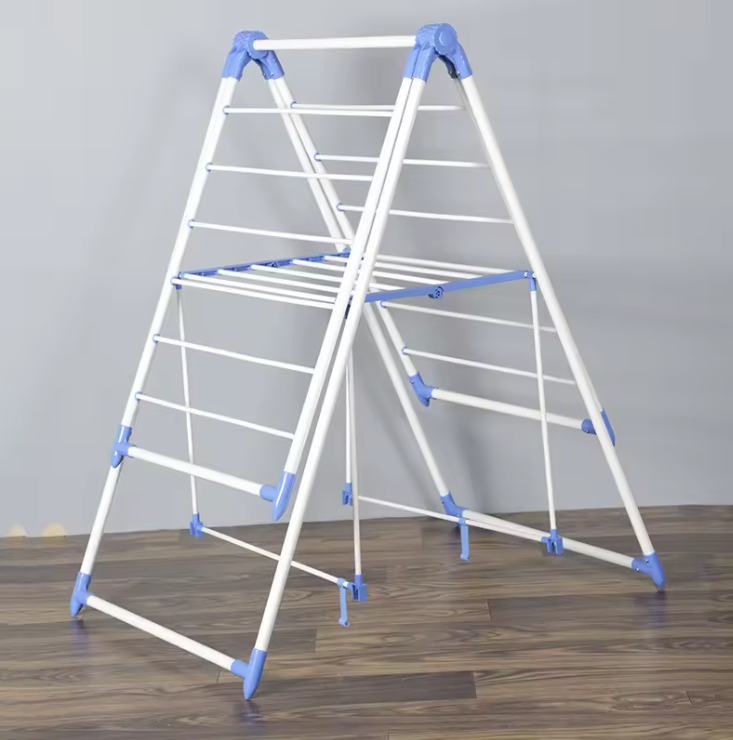 Double-Layer Foldable Metal Clothes Drying Rack | Wing-Shaped | Space Saving | Indoor & Outdoor Use