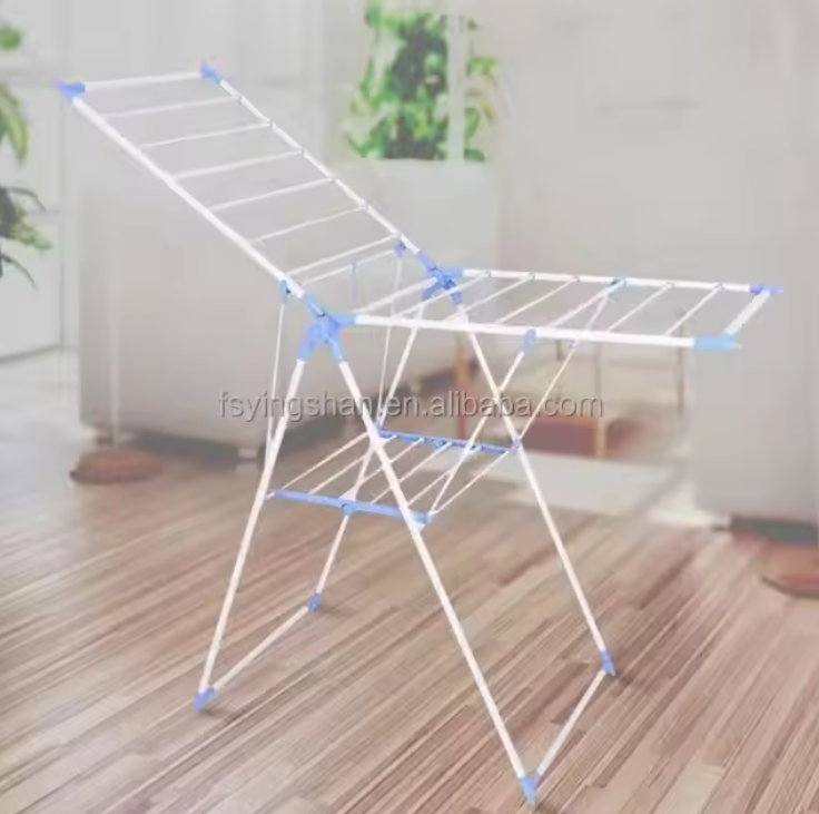 Double-Layer Foldable Metal Clothes Drying Rack | Wing-Shaped | Space Saving | Indoor & Outdoor Use