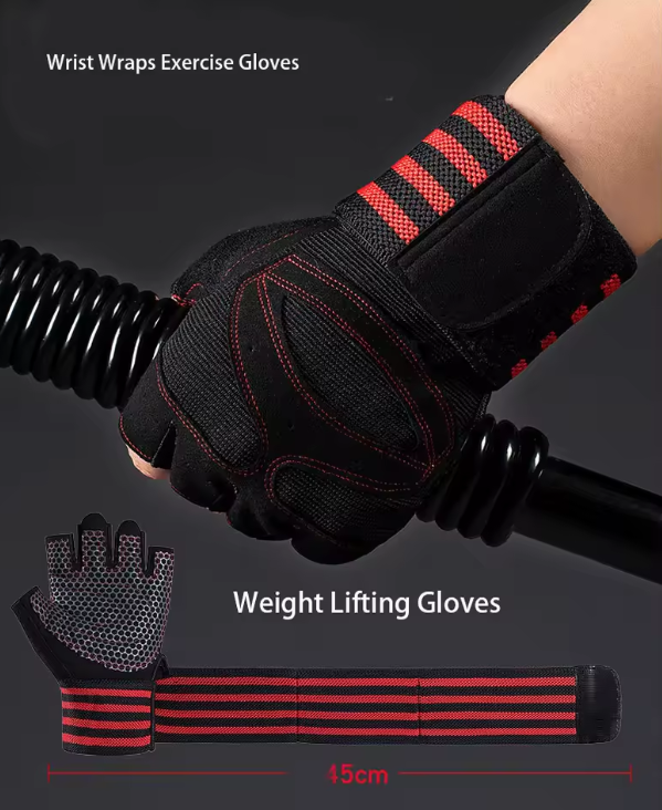Half-Finger Neoprene Weightlifting Gym Gloves Non-Slip Wrist Support Breathable Sports Fitness Gloves for Outdoor Cycling Gym For Men And Women - A PAIR