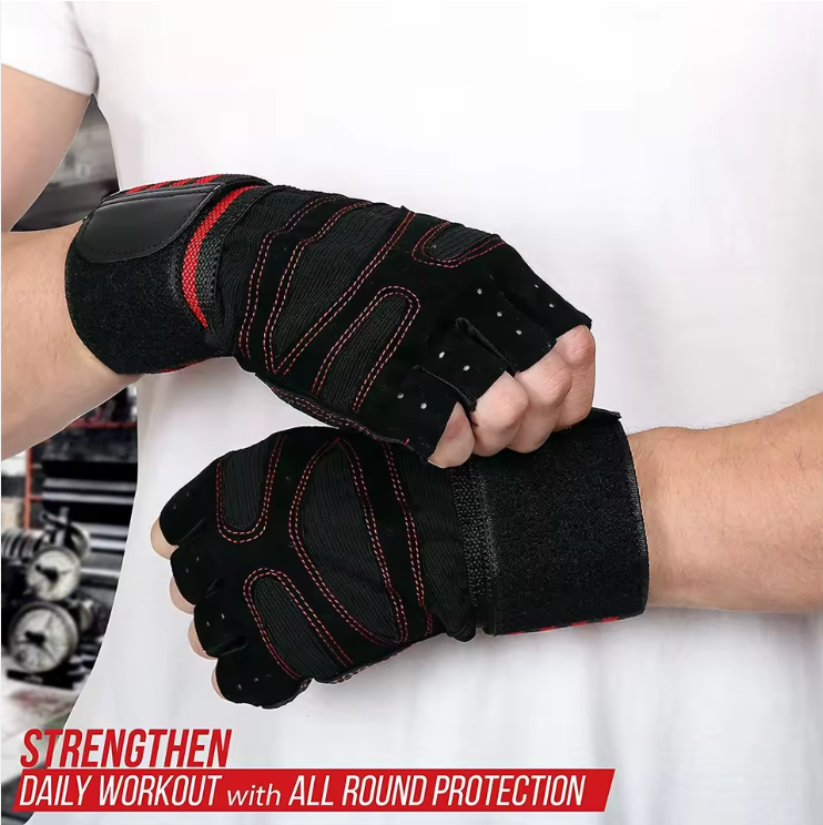 Half-Finger Neoprene Weightlifting Gym Gloves Non-Slip Wrist Support Breathable Sports Fitness Gloves for Outdoor Cycling Gym For Men And Women - A PAIR