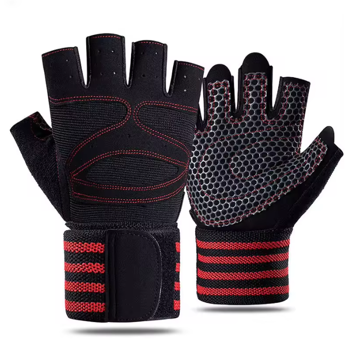 Half-Finger Neoprene Weightlifting Gym Gloves Non-Slip Wrist Support Breathable Sports Fitness Gloves for Outdoor Cycling Gym For Men And Women - A PAIR