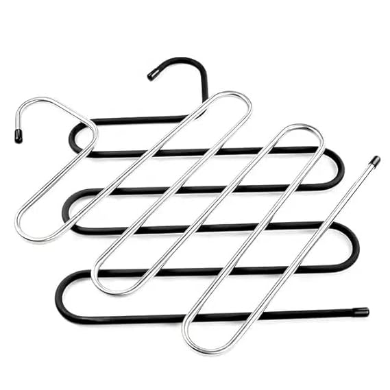 SPACE SAVING TROUSER HANGERS,2 PCS SPIRAL TROUSER HANGERS FPOR WARDROBE ORGANISATION, Hangers Stainless Steel 5 Layers Pants and Trouser Hanger