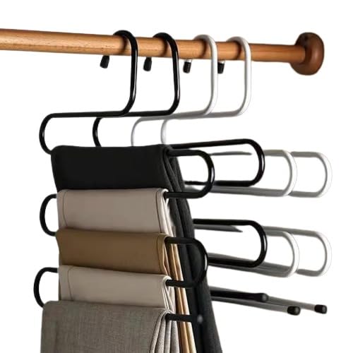 SPACE SAVING TROUSER HANGERS,2 PCS SPIRAL TROUSER HANGERS FPOR WARDROBE ORGANISATION, Hangers Stainless Steel 5 Layers Pants and Trouser Hanger