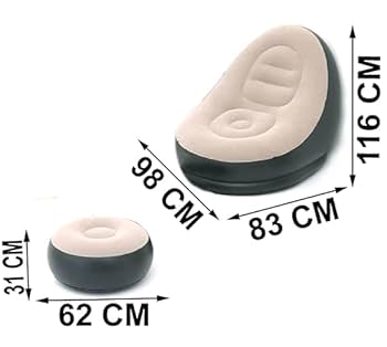Inflatable sofa seat with foot stool and manual pump .Flocked Surface inflatables Couch, Waterproof Blow Up chair,Comfortable inflatable Couch for Camping,Gaming.