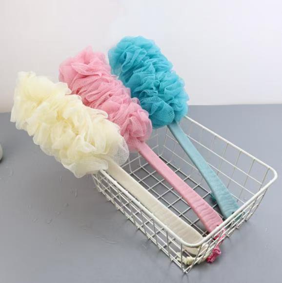 EXFOLIATING BATHING SHOWER LOOFAH BRUSH BACK SCRUBBER WITH LONG HANDLE.1pcs Long Handled Shower Body Brush Loofah Skin Sponge Cleaning Back Scrubber Exfoliating Luffa Bath Sponge for Body, Exfoliating