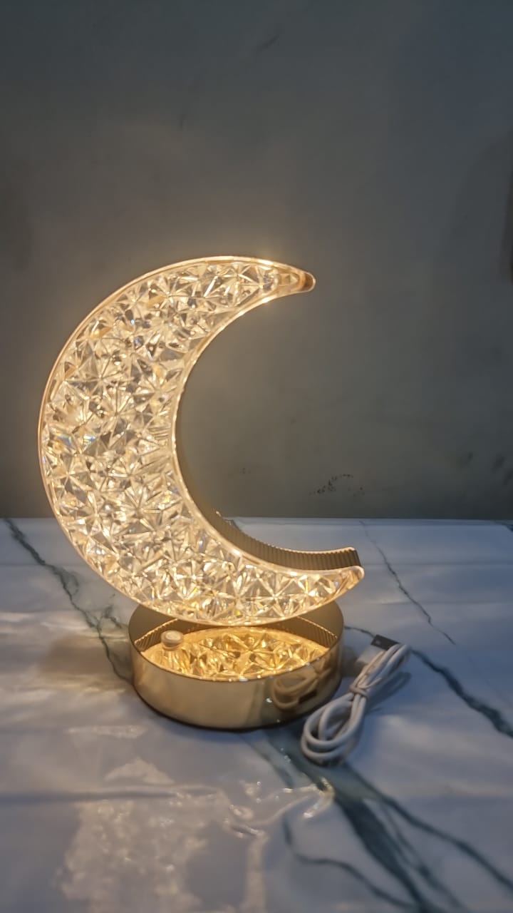 RECHARGEABLE CREATIVE TABLE LAMP WARM AND WHITE LIGHT NOW AVAILABLE 3 SHAPES CRESCENT, STAR AND OVAL STEPLESS DIMMABLE TOUCH LAMP WITH 3 COLORS, RECHARGEABLE NIGHT LIGHT WITH USB PORT, RAMADAN MOON