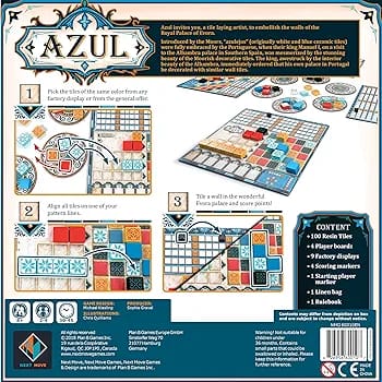 Azul Award-Winning Abstract Strategy and Pattern-Building Board Game 2-4 Player Family Strategy Tile Game