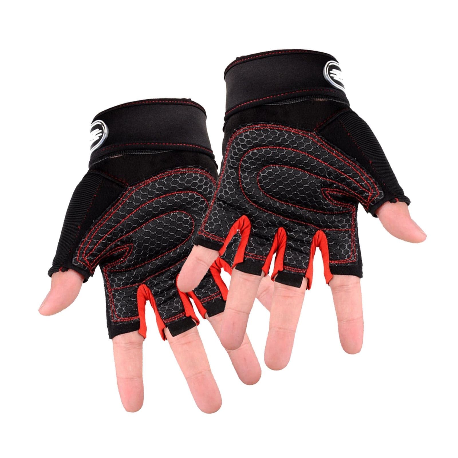 Ventilated Weight Lifting Gloves, Thick Padded Workout Gym Gloves with Full Palm Protection & Grip & Shock Absorption for Women & Men's Fitness Exercise Training