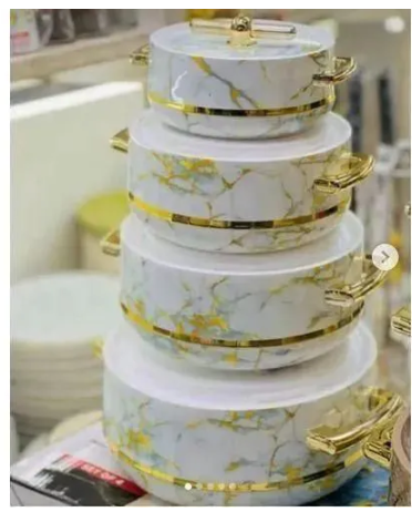 4pcs of Turkish Insulated Hotpots Food Warmer Hot Pot, Serving Dishes Serveware Set 1, 1.5, 2.5 and 3.5litres Keep Food Hot or Cold