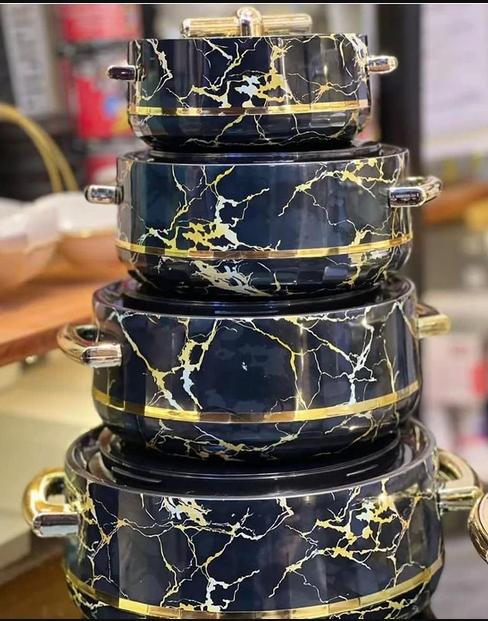 4pcs of Turkish Insulated Hotpots Food Warmer Hot Pot, Serving Dishes Serveware Set 1, 1.5, 2.5 and 3.5litres Keep Food Hot or Cold