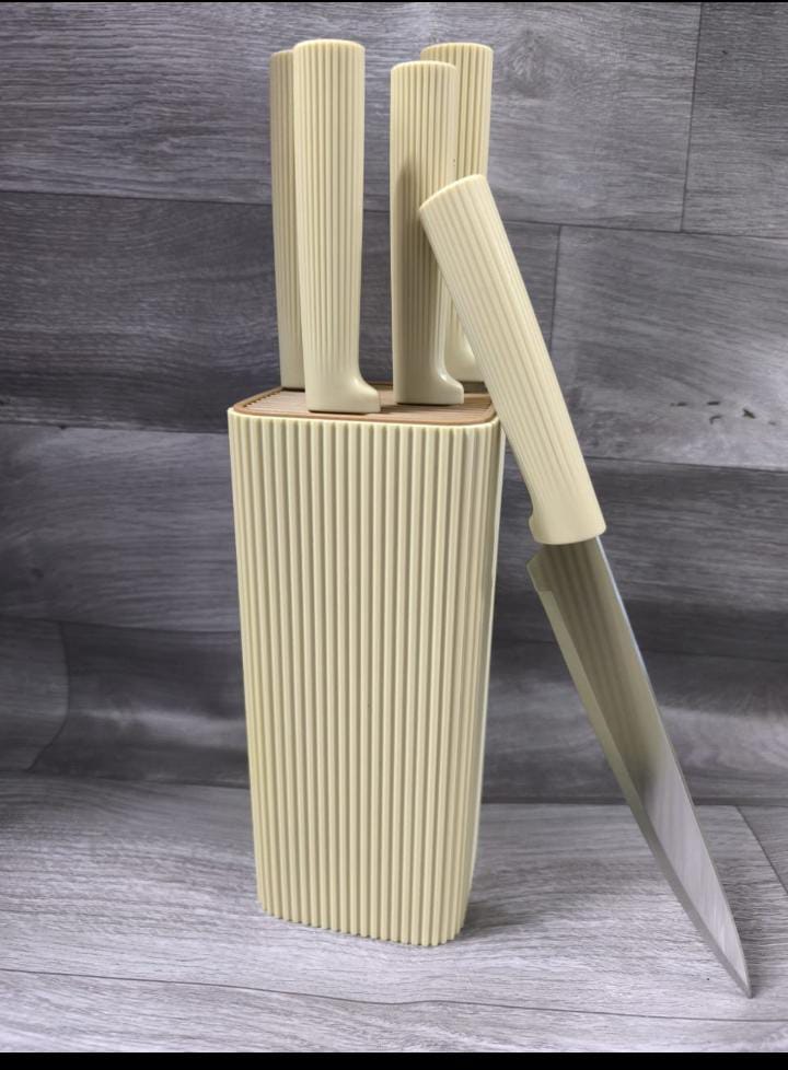 Signature 6-Piece Stainless Steel Knife Set with Modern Storage Block