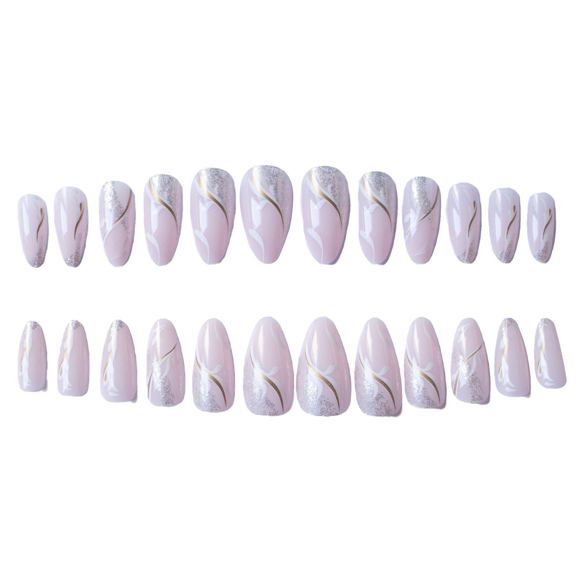 Wear the new almond-shaped sparkly fairy-style nail polish. This is a beautiful nail art product.