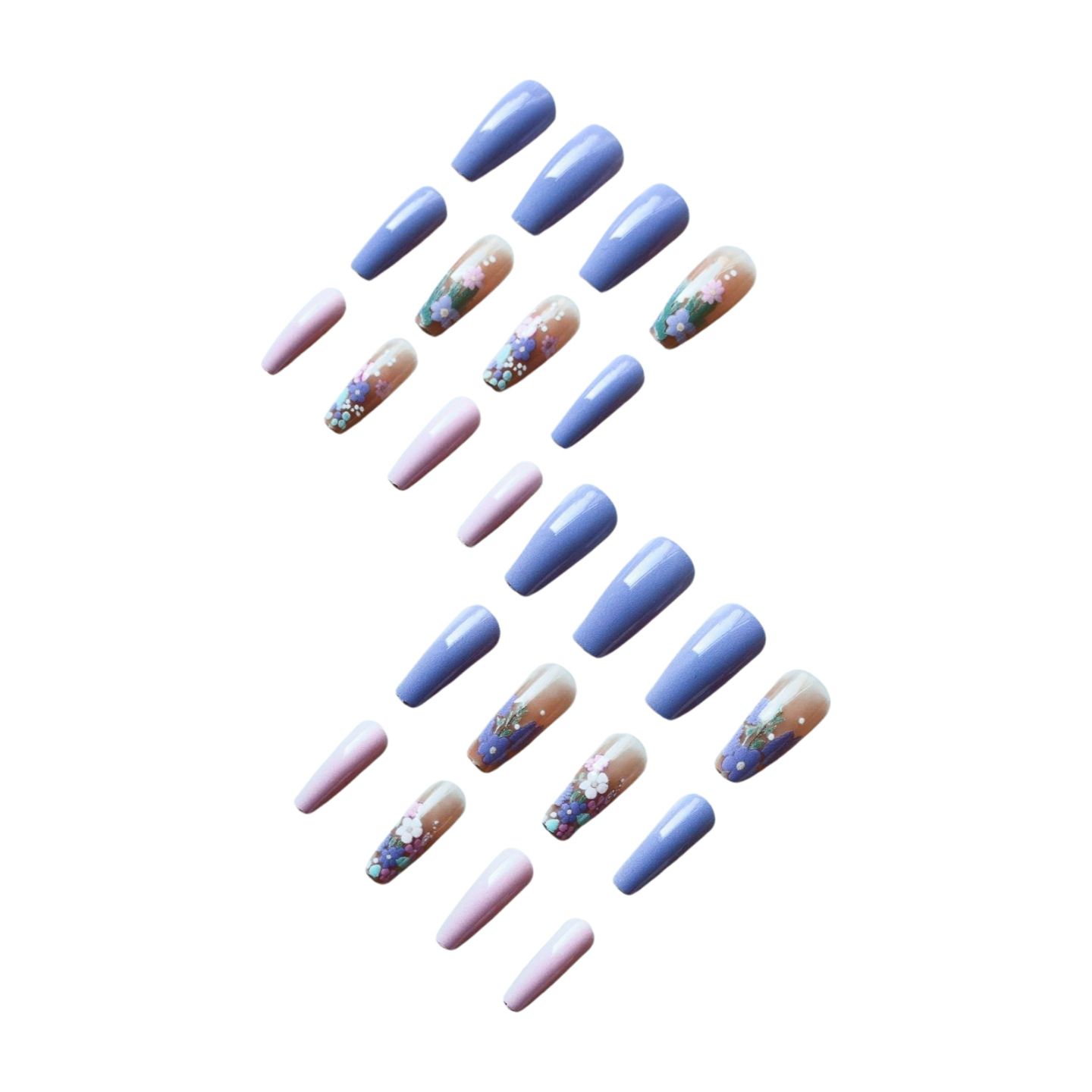 Wearable armor with T-shaped lavender pattern manicure. 24-piece detachable manicure set. view 5