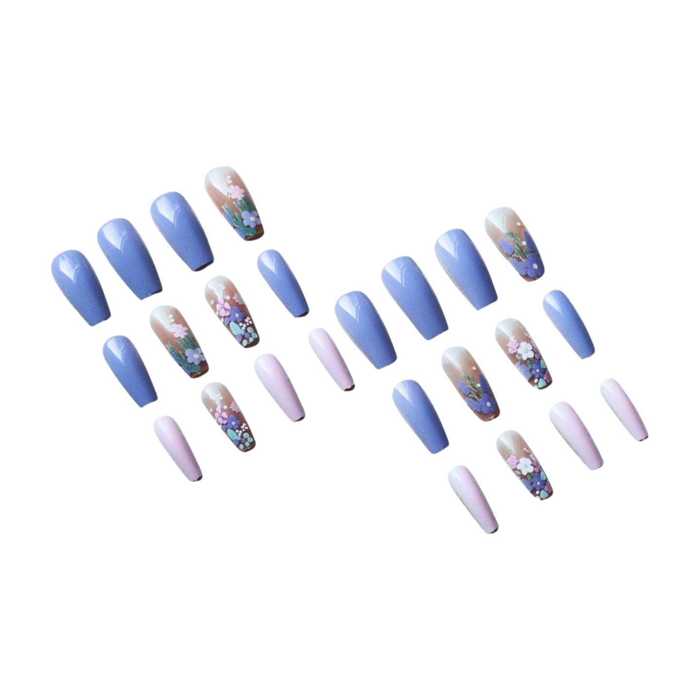 Wearable armor with T-shaped lavender pattern manicure. 24-piece detachable manicure set. view 6