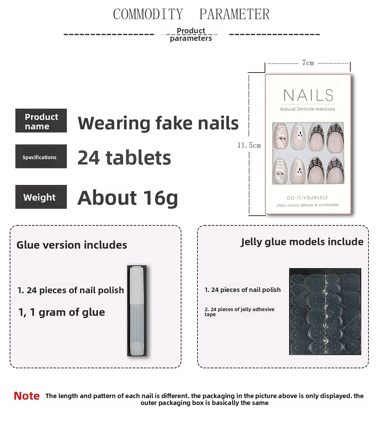 Wearable armor with T-shaped lavender pattern manicure. 24-piece detachable manicure set. view 2