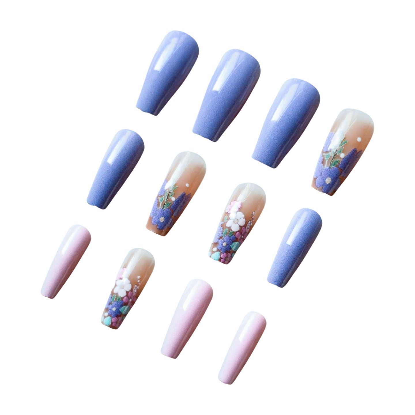 Wearable armor with T-shaped lavender pattern manicure. 24-piece detachable manicure set. view 7