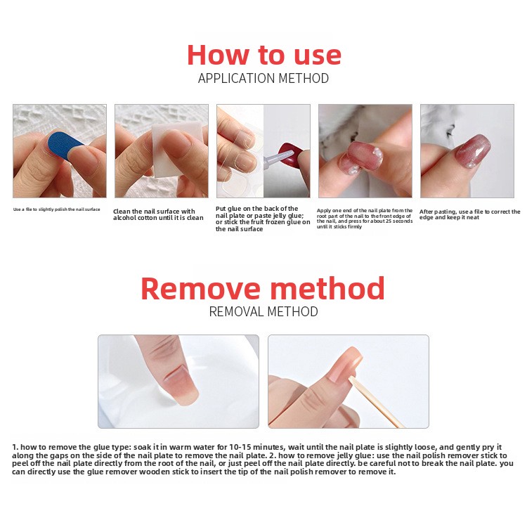 Fresh and elegant blue and white gradient wearable nail stickers, finished product, European-style fake nail stickers