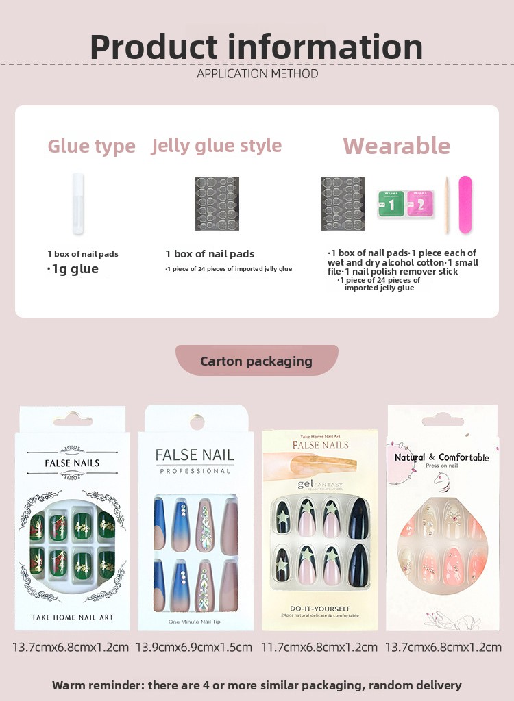 Fresh and elegant blue and white gradient wearable nail stickers, finished product, European-style fake nail stickers