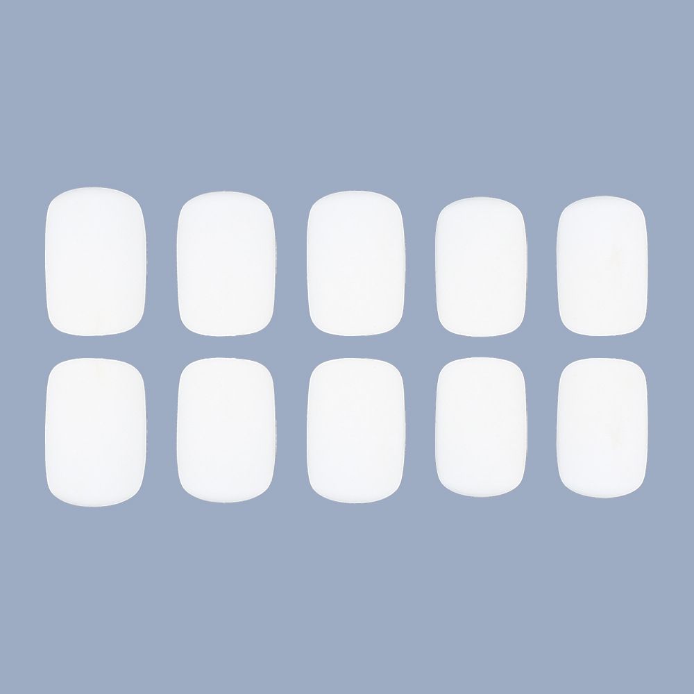 New product - wearable armor. Simple matte white short fake nail pieces. Wearable nail art stickers. Finished nail sheet stickers. 24 pieces of nail art.