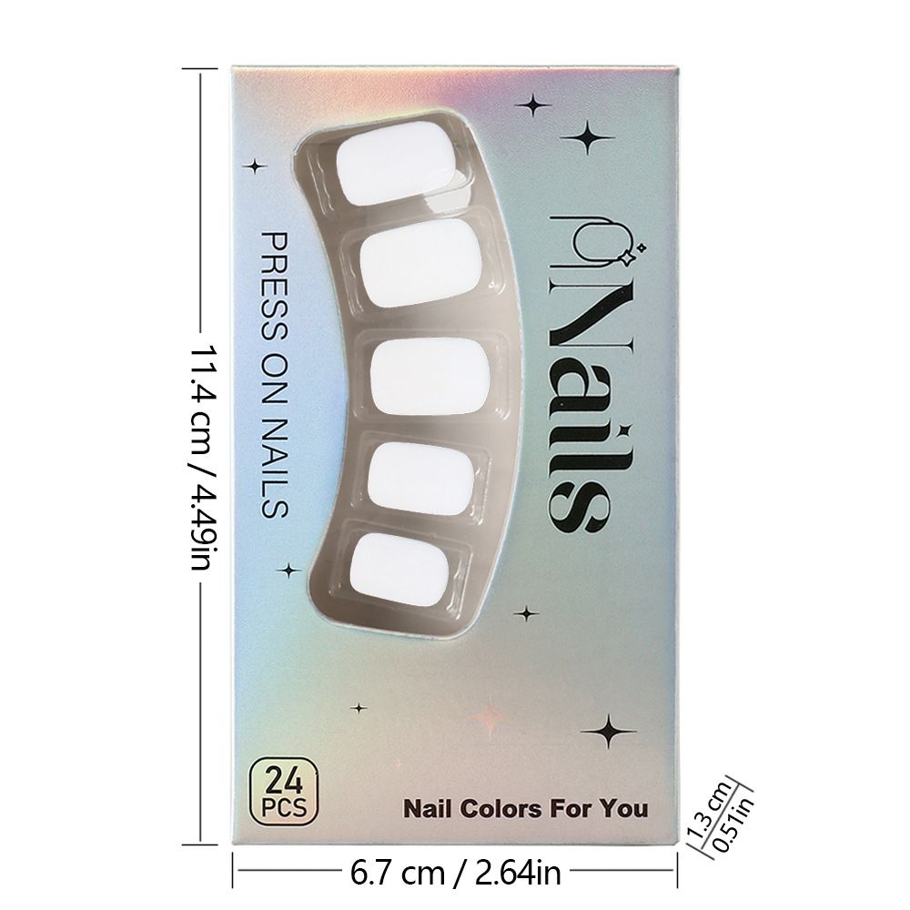 New product - wearable armor. Simple matte white short fake nail pieces. Wearable nail art stickers. Finished nail sheet stickers. 24 pieces of nail art.