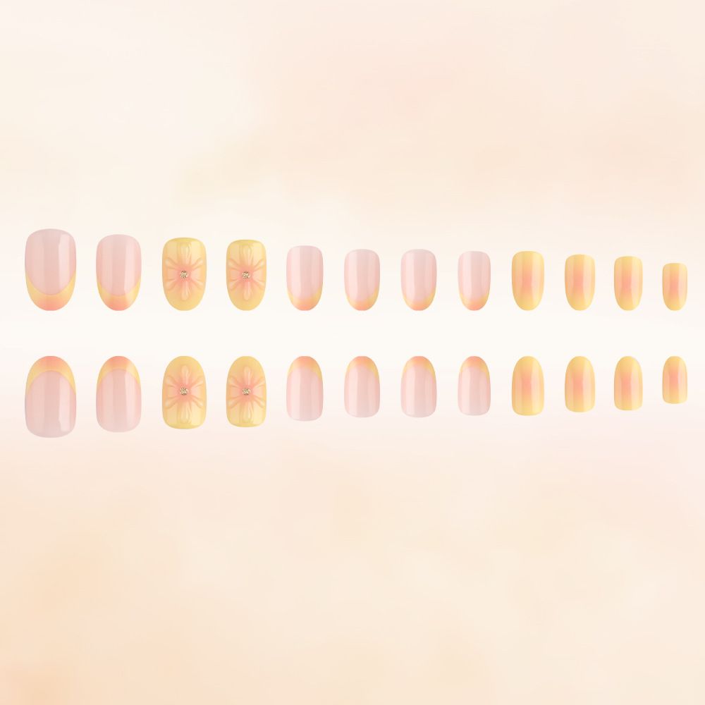 Short style glossy oval three-dimensional gel nail art 2025 new style flower-shaped waterdrop wearable nail