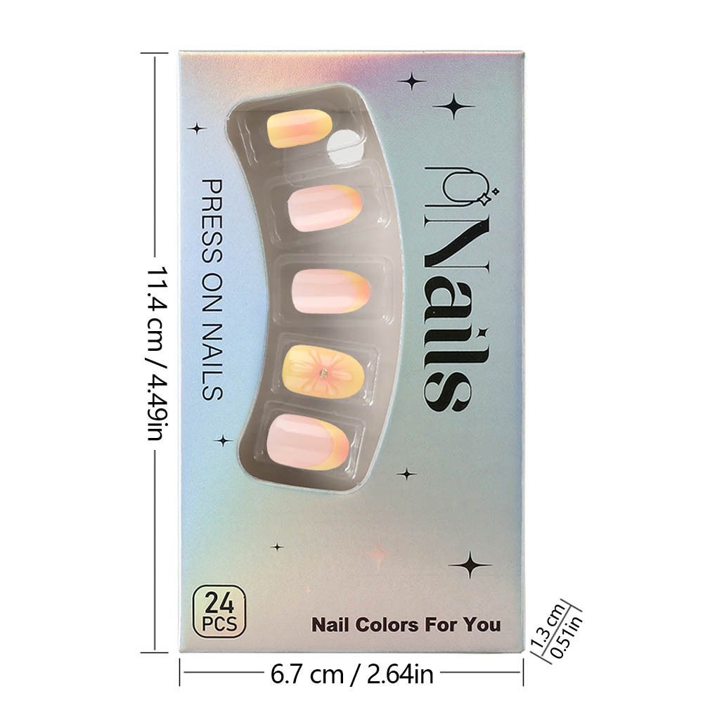 Short style glossy oval three-dimensional gel nail art 2025 new style flower-shaped waterdrop wearable nail
