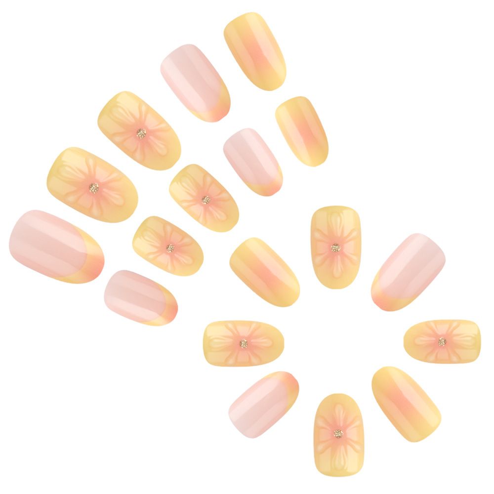 Short style glossy oval three-dimensional gel nail art 2025 new style flower-shaped waterdrop wearable nail