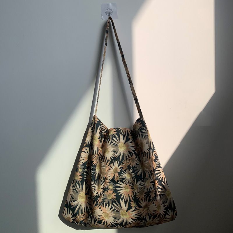 55 styles of canvas bags, leopard print floral fabric bags, daisy spring and summer student bags, blooming single-shoulder bags, teenage girls' bags