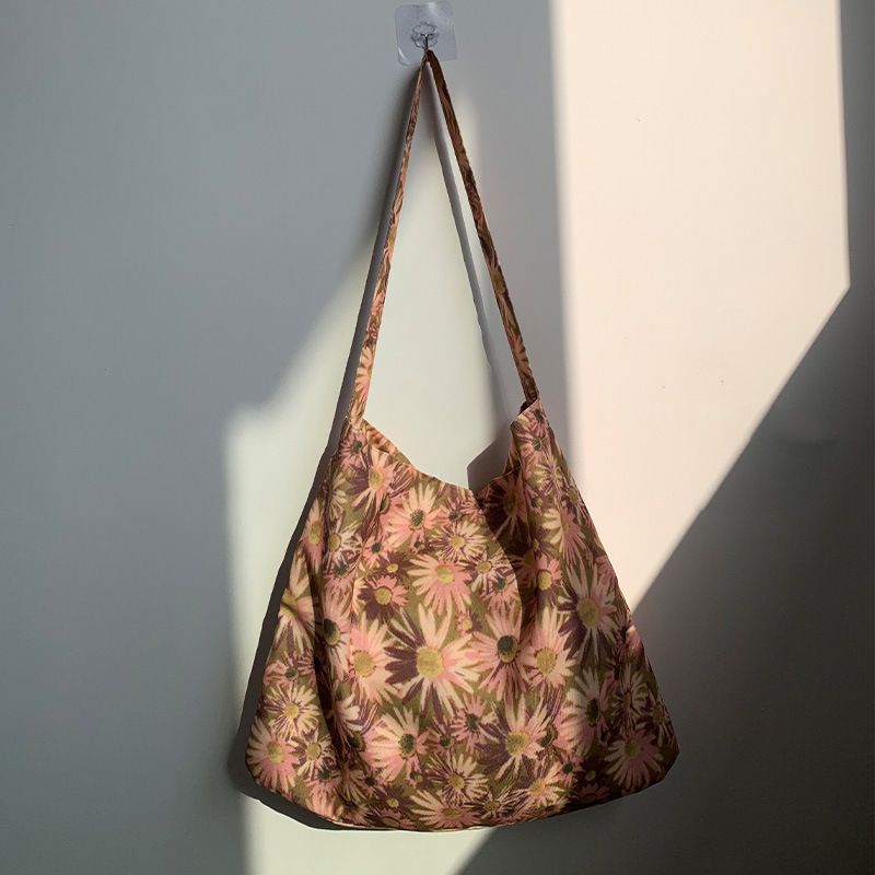 55 styles of canvas bags, leopard print floral fabric bags, daisy spring and summer student bags, blooming single-shoulder bags, teenage girls' bags
