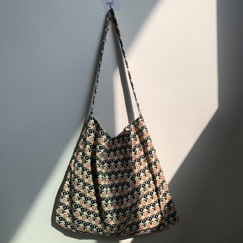 55 styles of canvas bags, leopard print floral fabric bags, daisy spring and summer student bags, blooming single-shoulder bags, teenage girls' bags