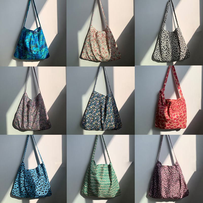 55 styles of canvas bags, leopard print floral fabric bags, daisy spring and summer student bags, blooming single-shoulder bags, teenage girls' bags