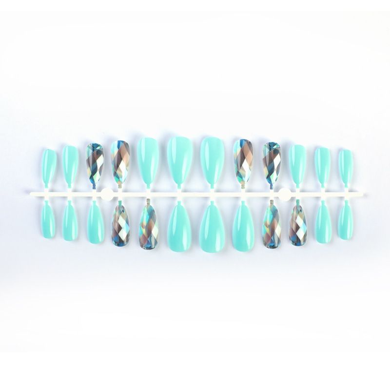 Rhombic almond-shaped pure color wearable nail art stickers for fake nails view 4