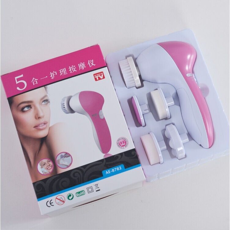Electric five-in-one facial cleansing device - facial brush, multi-functional rotating beauty instrument, pore cleaner, facial machine