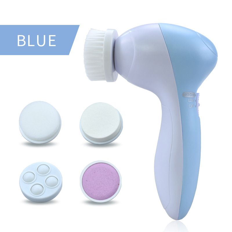 Electric five-in-one facial cleansing device - facial brush, multi-functional rotating beauty instrument, pore cleaner, facial machine